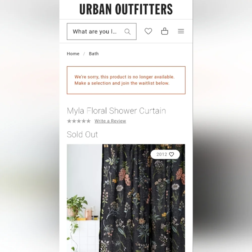 Urban Outfitters Myla Floral Shower Curtain - Picture 3 of 5